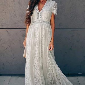 Grey Lace overlay maxi dress
